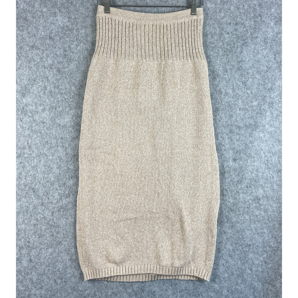 Vintage Neiman Marcus Maxi Skirt Womens Medium Beige Knit Minimal Old Money
